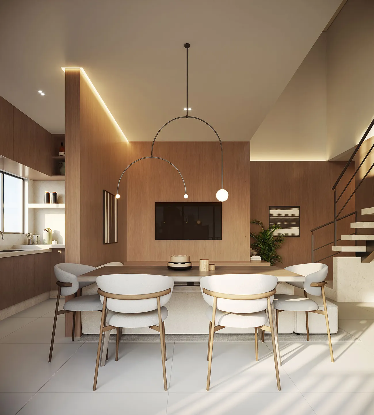 Sala de jantar e escada